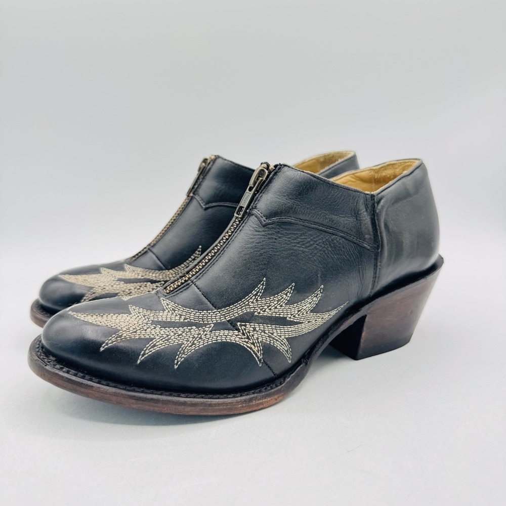 Stetson Nicole Ankle Boots Women's Size 7 Black Leather Handmade